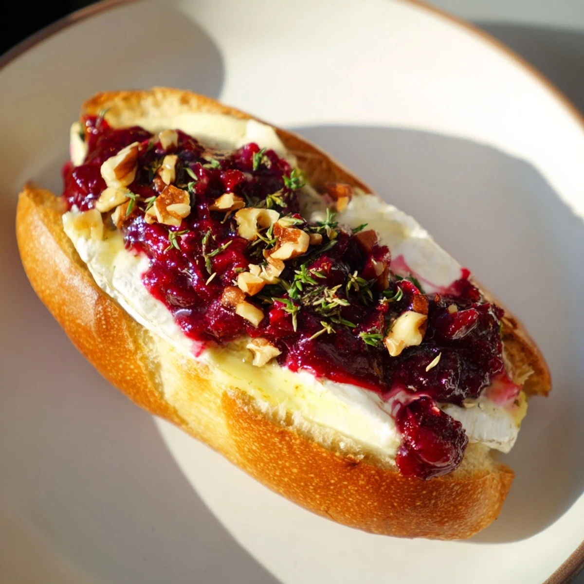 Warm Festive Holiday Cranberry and Brie Crostini, a delightful blend of flavors and textures for holiday parties.