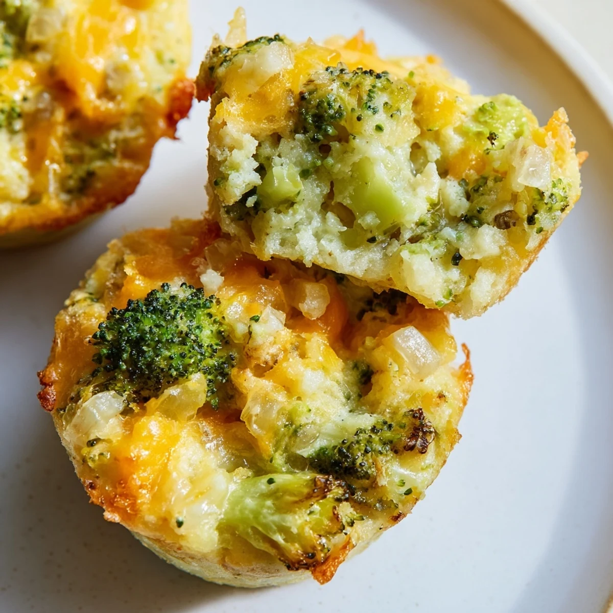 Freshly baked Cheesy Broccoli Casserole Bites: perfectly portioned, low-carb bites ready to eat.