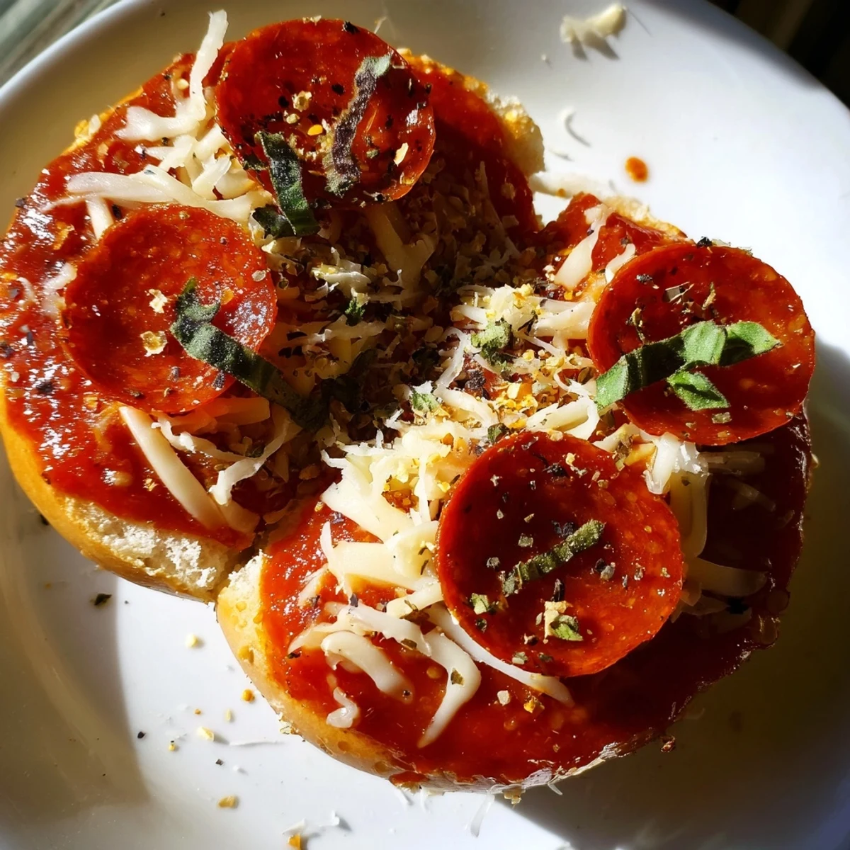 These easy mini pepperoni pizza bagels showcase gooey cheese and savory pepperoni: wonderful appetizer!