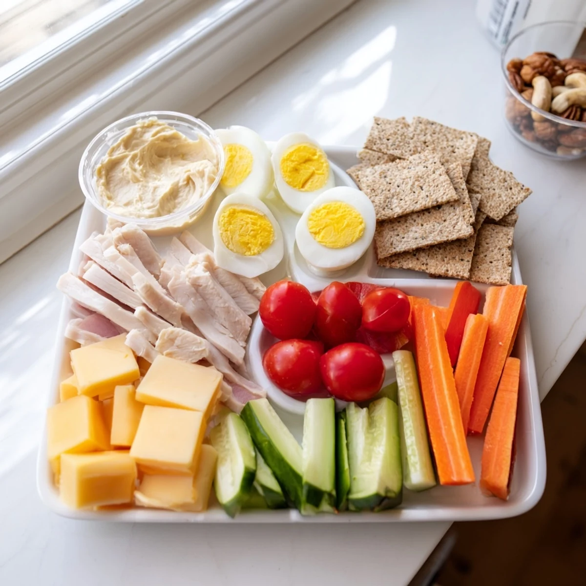 Get a taste of these easy Protein Snack Boxes, packed with wholesome ingredients for a satisfying, on-the-go meal.