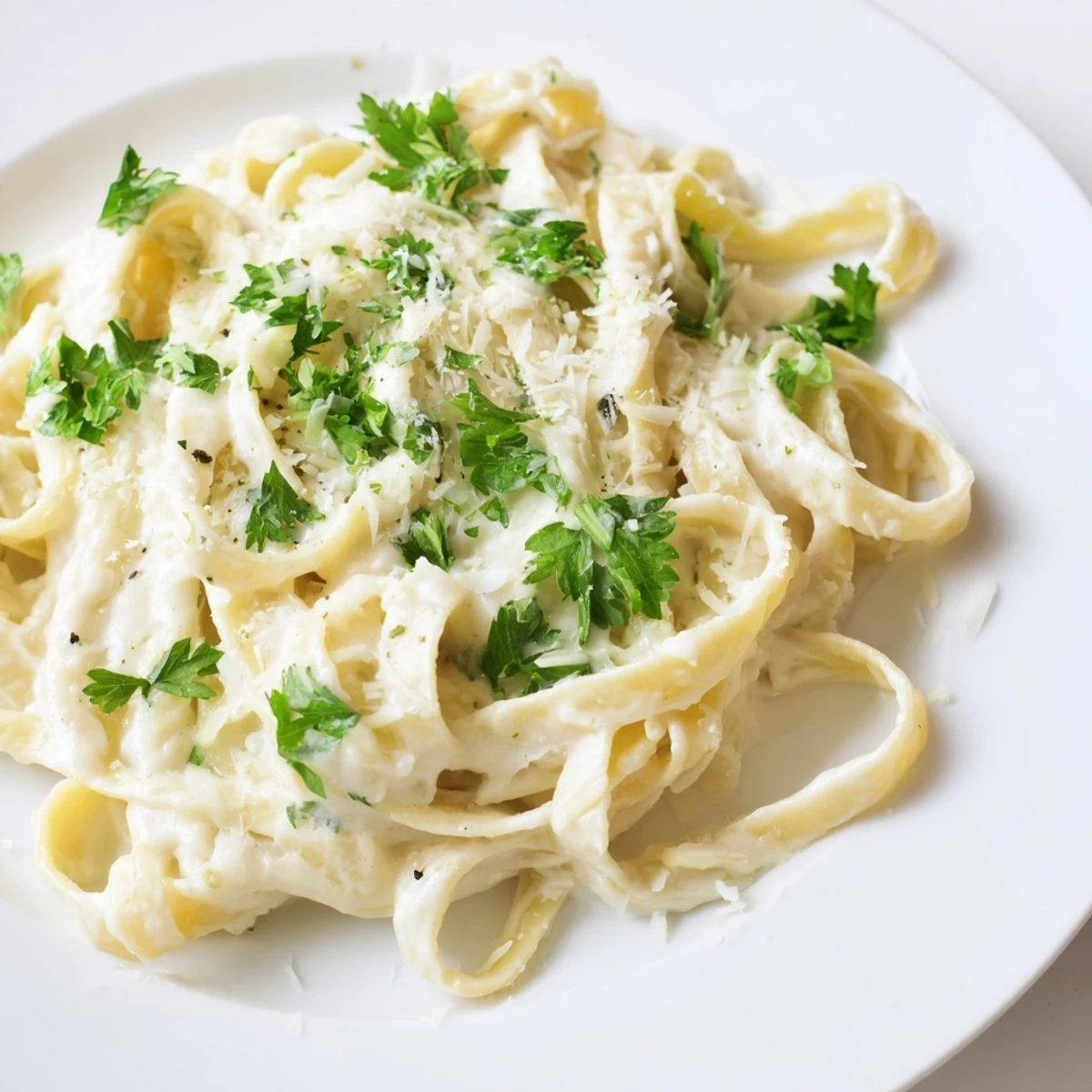 Creamy Pasta Alfredo Cottage Hack, made with smooth cottage cheese, ready for a satisfying Italian dinner.