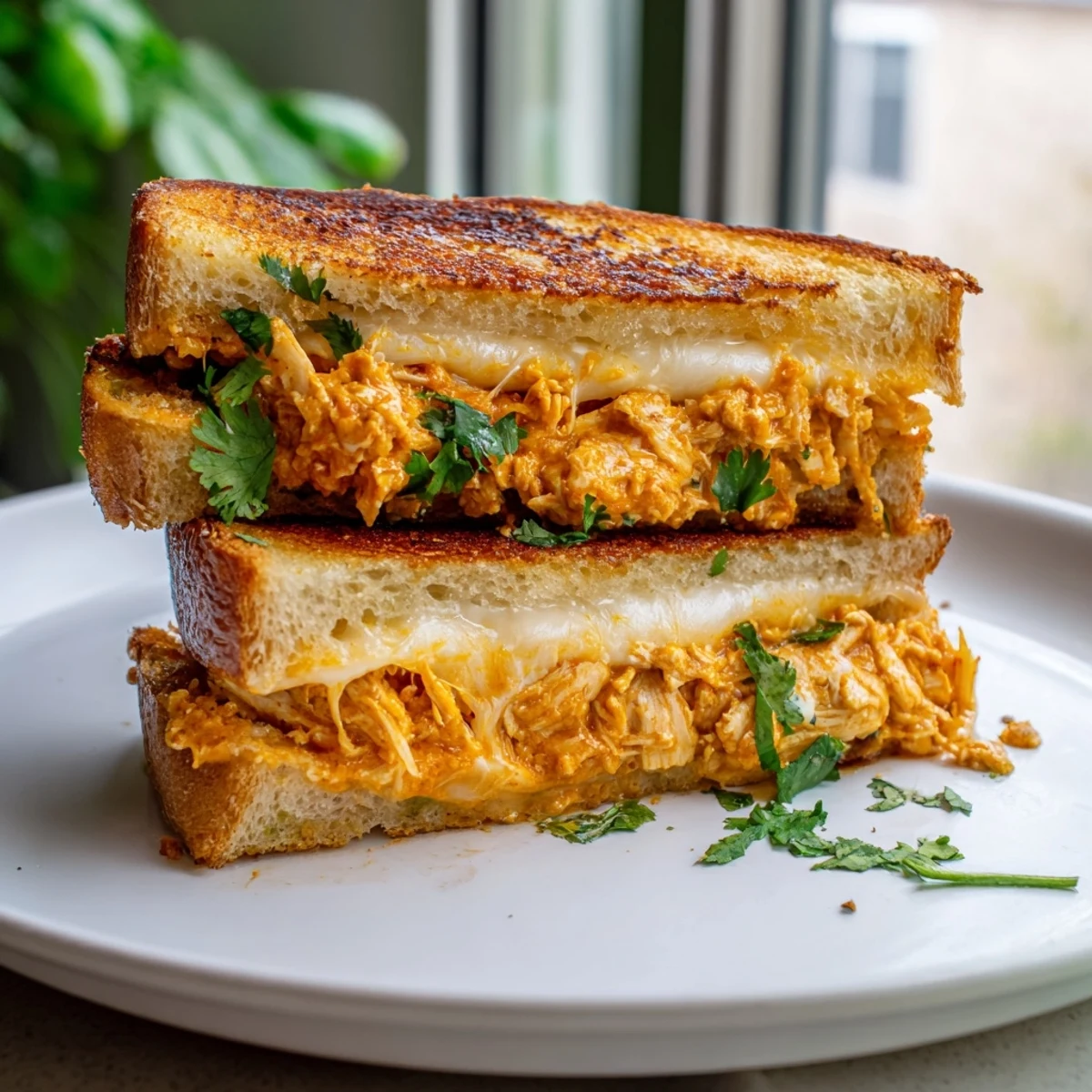 Golden, melted cheese oozes from this savory Butter Chicken Grilled Cheese, a comforting classic.