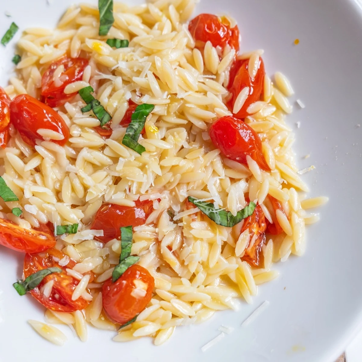 Mediterranean Orzo Tomato Parmesan features tender orzo, juicy tomatoes, and grated cheese, perfect dinner.