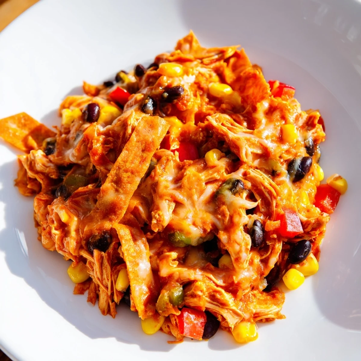 This savory Chicken Enchilada Skillet shows a bubbling, cheesy one-pan meal with fresh cilantro.