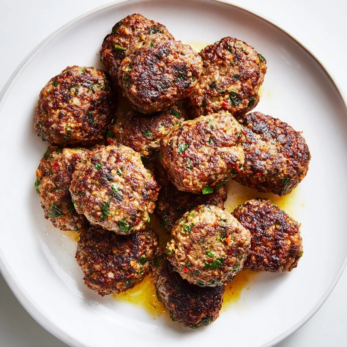 Golden-brown Turkish Köfte Meatballs, flavorful and juicy, ready to be served with warm, fluffy rice.