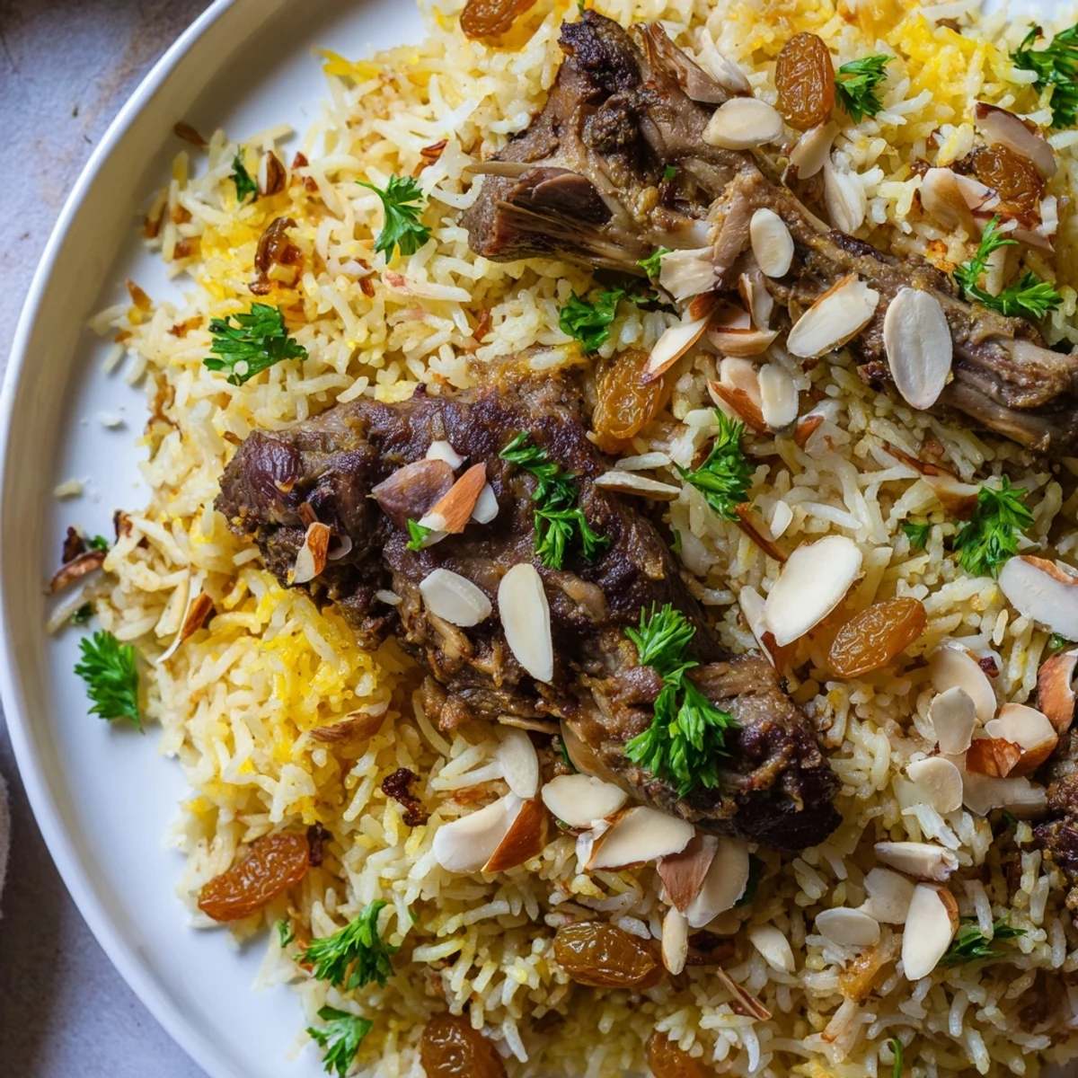 Steaming Saudi Kabsa Rice features fluffy basmati, tender meat, and aromatic spices cooked perfectly.