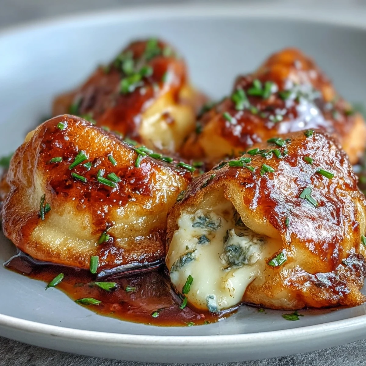 Warm Chīzu Imomochi bites with crispy edges sit on a plate, ready to be served as a savory Japanese appetizer snack.