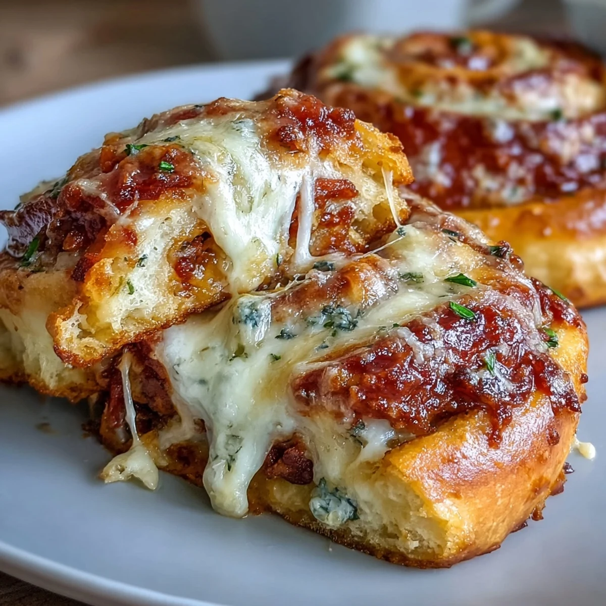 Plated Irresistible High Protein Pepperoni Pizza Rolls with a small dip of warm pizza sauce for a satisfying snack.