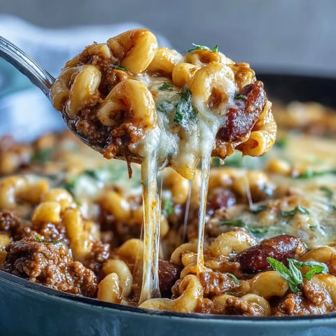 One-Pan High Protein Chili Mac simmering in a Dutch oven, with melted cheddar and smoky spices, perfect for a quick weeknight dinner.