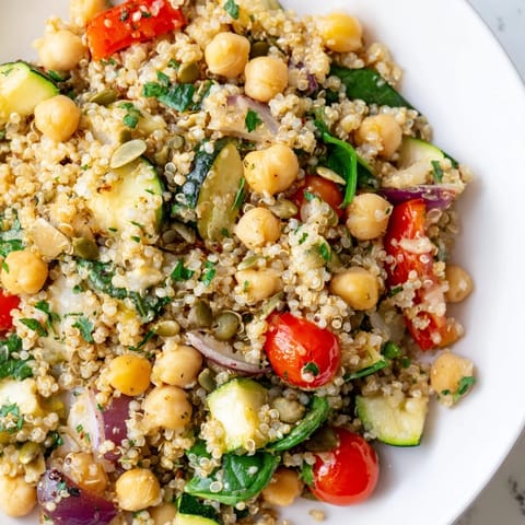 This healthy Quinoa Power Protein Salad features vibrant roasted veggies and is perfect for lunch.