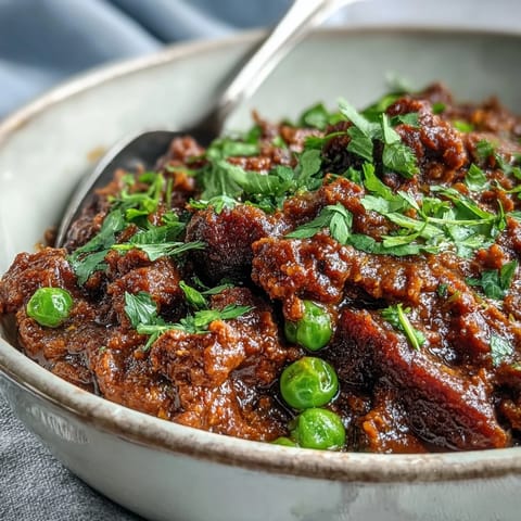 A rustic bowl of Venison Keema Curry highlights tender ground meat and aromatic spices.