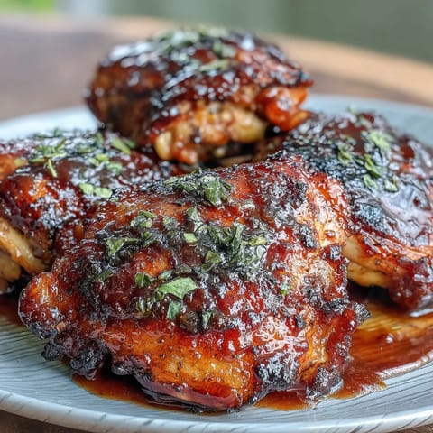 Tender chicken thighs brushed with tropical guava BBQ sauce, perfect for summer grilling.