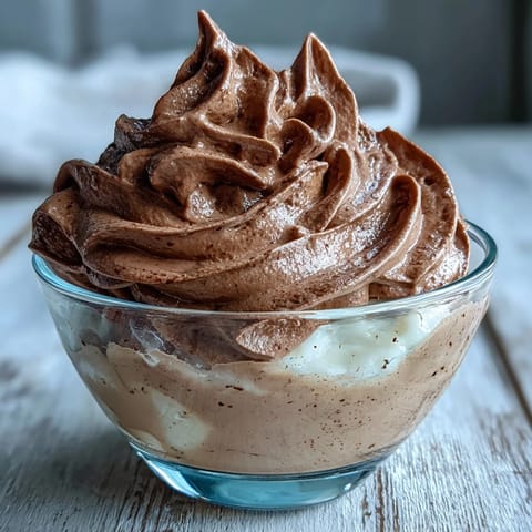 Healthy high protein fluff dessert ready to eat with a spoon, ideal for a post-workout snack.