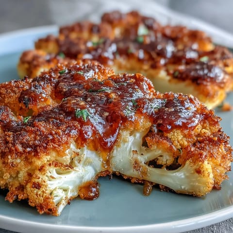Oven-roasted cauliflower steaks seasoned with smoked paprika, oregano, and Parmesan for a crispy, low-carb vegetarian main dish.  