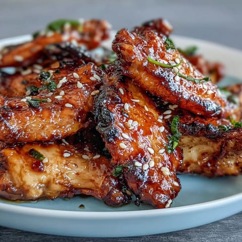 Sticky-sweet honey garlic glazed chicken wings with bold Asian flavors, cooked to crispy perfection in the air fryer.  