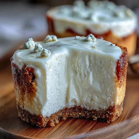 Silky smooth cottage cheese cheesecake cups baked in almond flour crust, garnished with juicy berries and a honey drizzle.