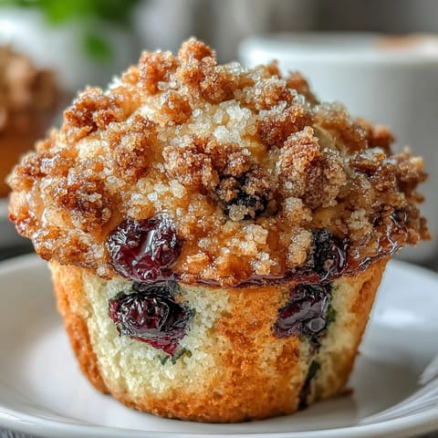 2. Tender sourdough muffins bursting with fresh lemon zest and blueberries, crowned with buttery crumb topping for irresistible texture.