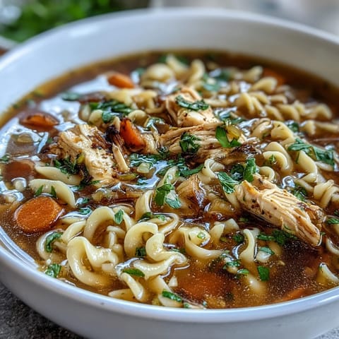Warm and comforting Chicken Run One-Pot Chicken Noodle Soup loaded with fresh vegetables, noodles, and juicy chicken in every bite.  