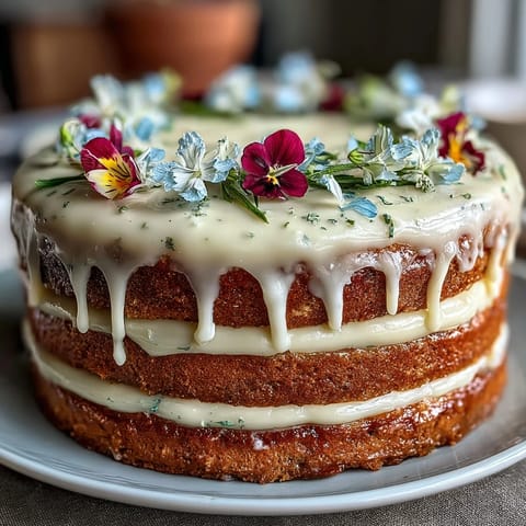Beautifully decorated mini layer cakes with vanilla-lemon flavor, topped with pastel buttercream and fresh edible spring flowers for a festive birthday treat.