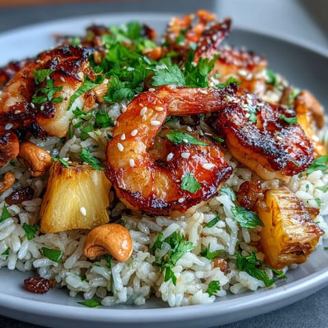 Vibrant Pineapple Fried Rice bursting with shrimp, served elegantly in a hollowed pineapple.