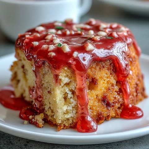 Vibrant Blood Orange Polenta Cake with a glossy pink citrus glaze.