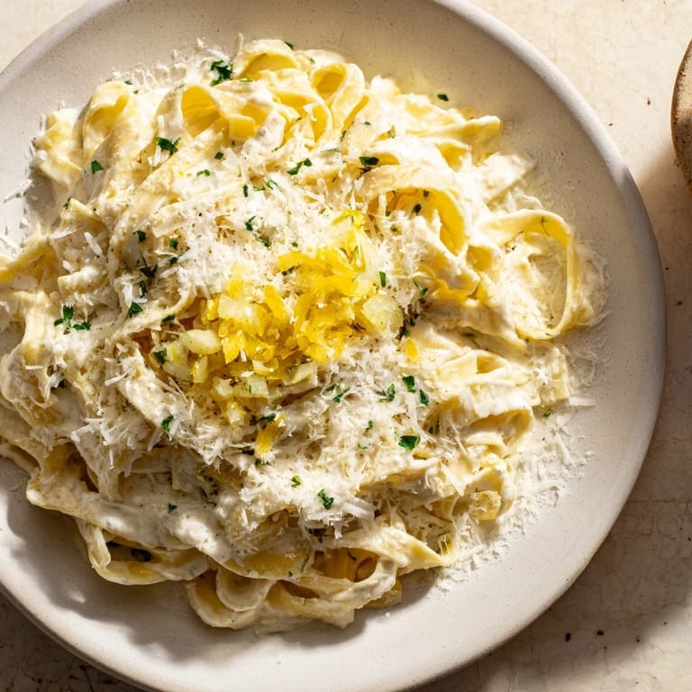 Tender fettuccine coated in smooth, perfect 20-minute creamy Alfredo pasta, ready for savoring from a skillet.