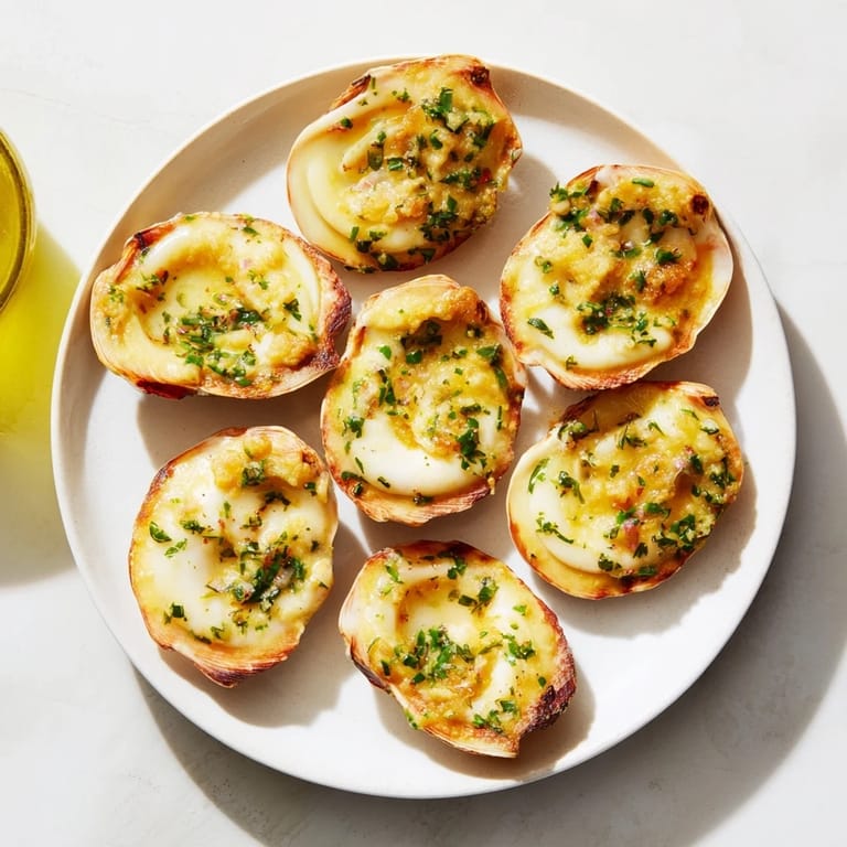 Perfectly cooked Pan-Seared Scallops, with a rich golden crust, paired with lemon wedges for serving.