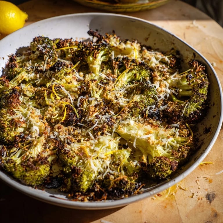 Vibrant image of Simple Garlic and Parmesan Roasted Broccoli, perfectly roasted with garlic and herbs, ideal side dish.