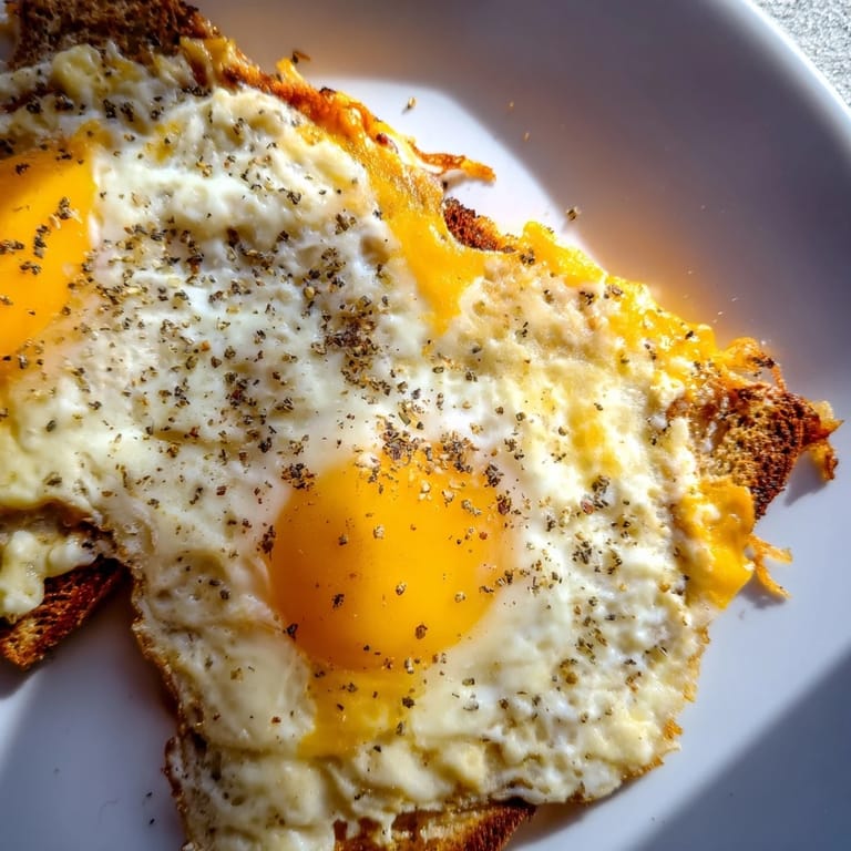 Perfectly cooked feta fried eggs on grilled cheese, a satisfying comfort food classic.