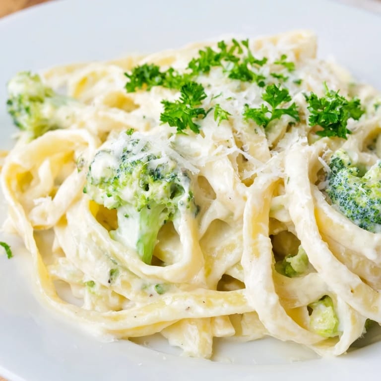 A close-up of the delicious cream cheese garlic pasta, garnished with fresh parsley and Parmesan.