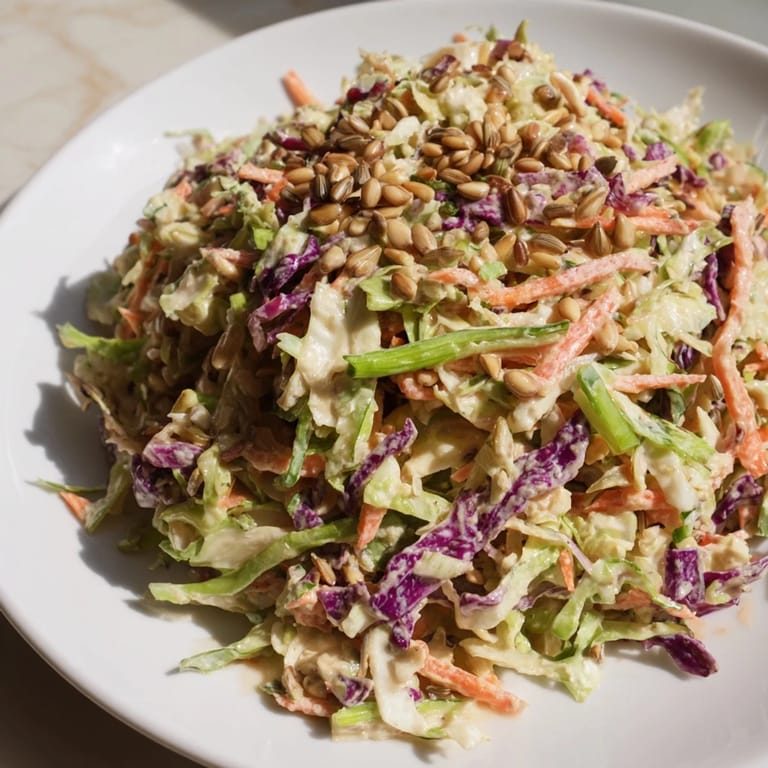 Creamy, flavorful crunchy coleslaw salad featuring shredded carrots, perfect for summer eating.