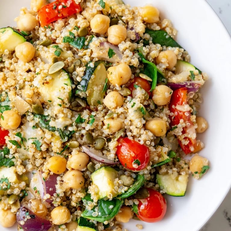 This healthy Quinoa Power Protein Salad features vibrant roasted veggies and is perfect for lunch.