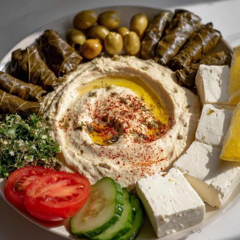 Imagine a Turkish Meze platter with olives, fresh parsley, and warm pita bread for dipping.