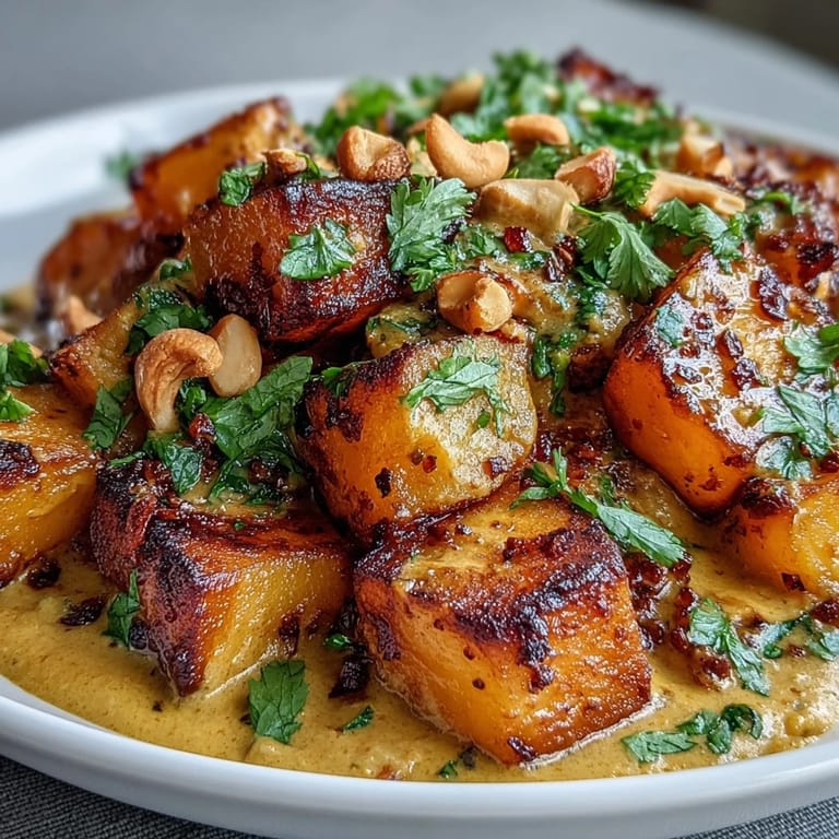 Vibrant Curried Celeriac recipe featuring tender root vegetables in a creamy, spiced sauce with a lime wedge.