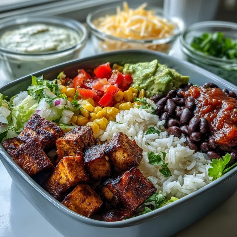 Ready-to-assemble burrito bowl components include seasoned ground beef, crisp lettuce, and classic toppings like sour cream and salsa, perfect for healthy lunches.