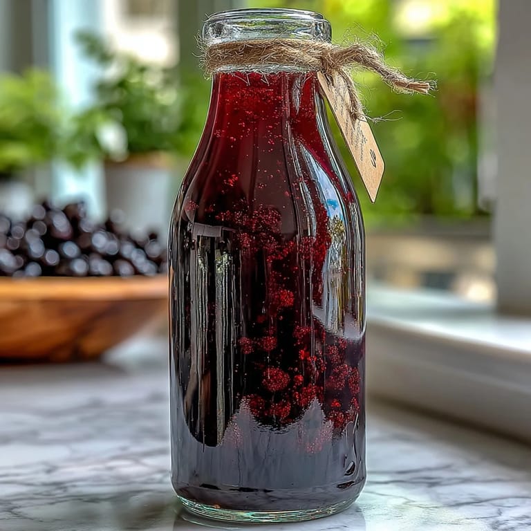 Blackcurrant Vodka Liqueur served neat over ice, highlighting its rich, dark color and sweet-tart aroma.