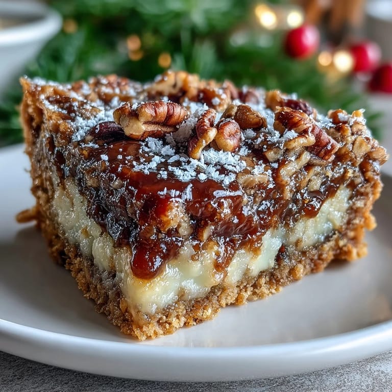A freshly baked, two-layer Christmas Toffee Crunch Cake with glossy caramel drizzle and chopped nuts, ready for holiday dessert gatherings.