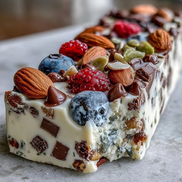 Creamy Greek yogurt bark studded with colorful berries and crunchy seeds, perfect for a quick, protein-packed breakfast.  