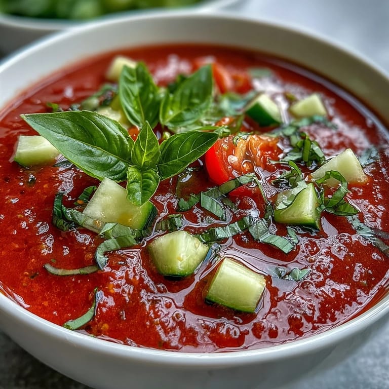 Refreshing Slim Summer Gazpacho with Cucumber, Tomato, and Bell Pepper, a light and healthy cold soup perfect for hot summer days.