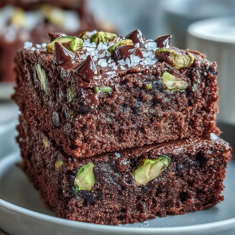 Fudgy, moist chocolate cake packed with crunchy pistachios and dark chocolate, inspired by Dubai's famous chocolate bar flavor.