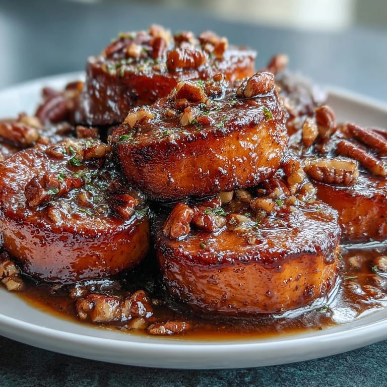 Rich bourbon-spiked candied yams, tender and golden, served as a comforting Southern holiday side dish.