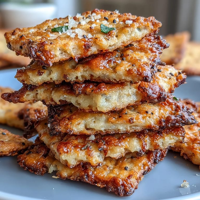 Golden baked sourdough Cheez-Its with melted cheddar and crunchy everything bagel seasoning for a tangy, cheesy snack treat.