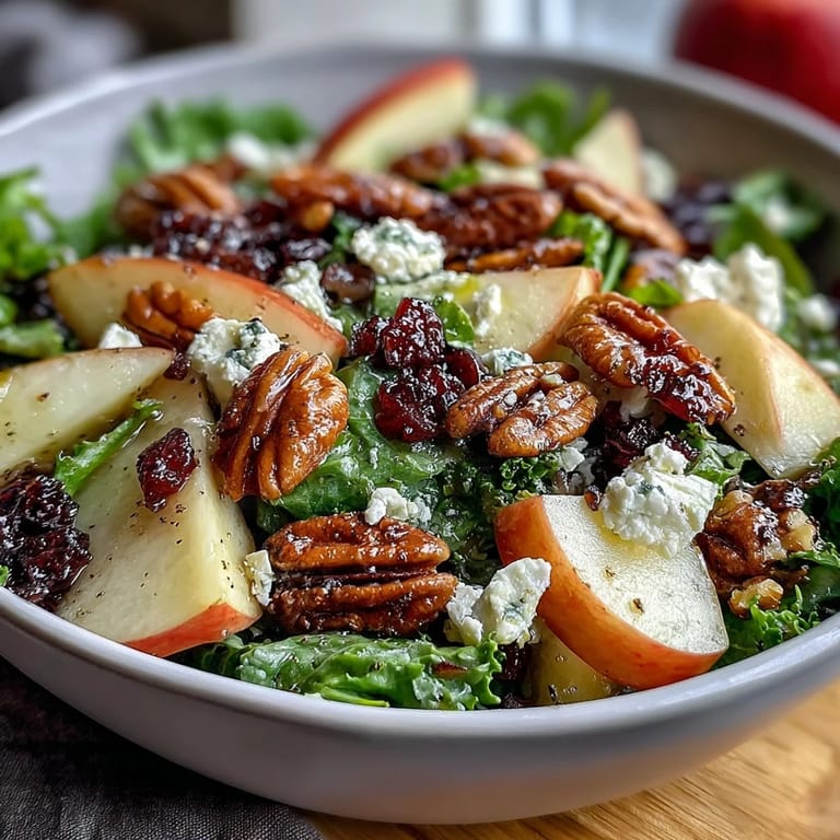 Vibrant celery apple salad with walnuts and feta, drizzled with zesty vinaigrette for a refreshing, crunchy, and tangy flavor combination.
