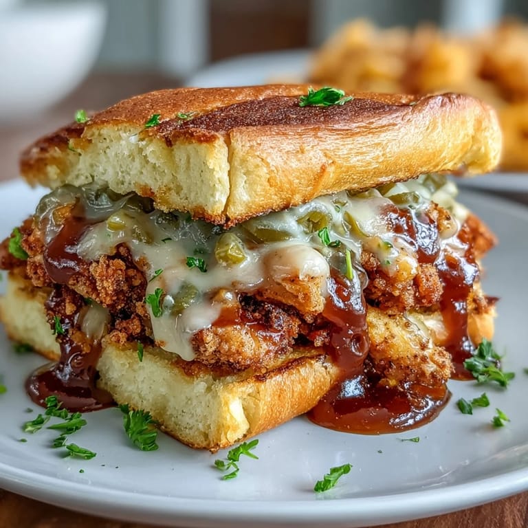 2. Tender shredded chicken simmered with ranch and pepperoncini, served on brioche buns with crisp dill pickles.  