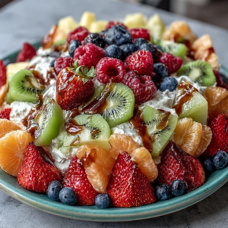Baby in Bloom Fruit Platter with Yogurt Dip: Vibrant seasonal fruits arranged in a blooming flower pattern, served with a smooth vanilla-honey yogurt dip for baby showers.