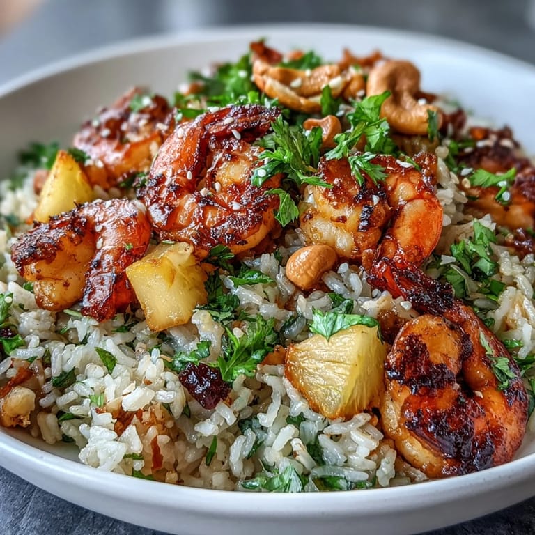 Colorful Pineapple Fried Rice, a sweet and savory Thai feast with cashews and peas.