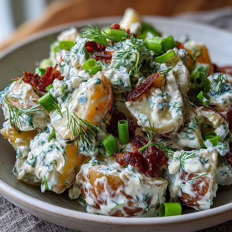 Hearty Juneteenth Soul Food Potato Salad, generously seasoned with pickles and a tangy mustard dressing.