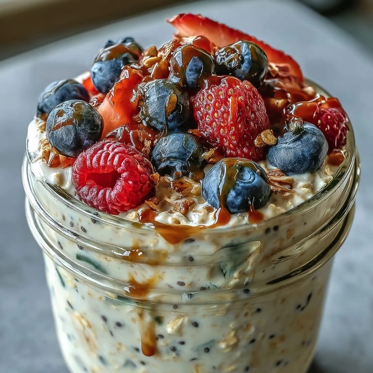 Enjoy this hearty High Fiber Overnight Oats bowl, packed with seeds.