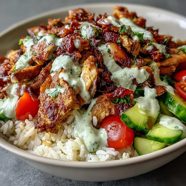 Juicy spiced chicken crowns this healthy Middle Eastern Shawarma Bowl.