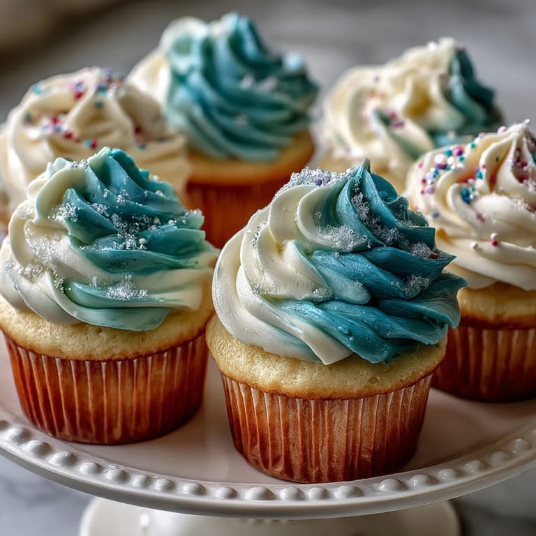 Close-up of Gemini Birthday Cupcakes, showcasing a cheerful, colorful swirled buttercream.